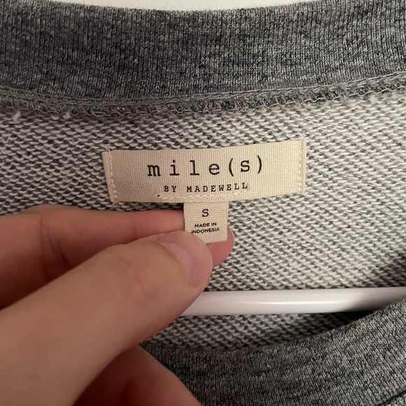 Madewell Embroidered-Trim Crop Sweatshirt Grey Size Small - Picture 3 of 7